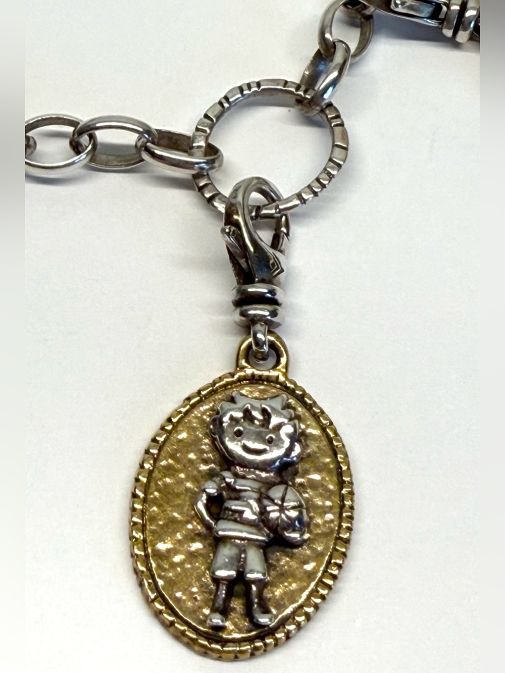 Silpada All Star Boy Two-Tone Charm Pendant Sterling Silver Gold
